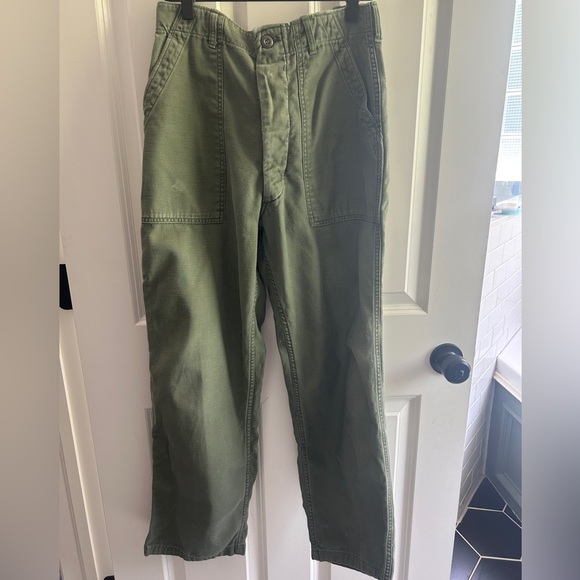 GUC Vintage U.S. Army OG-107 Fatigue Pants cotton sateen Military- size S/M - Picture 1 of 16
